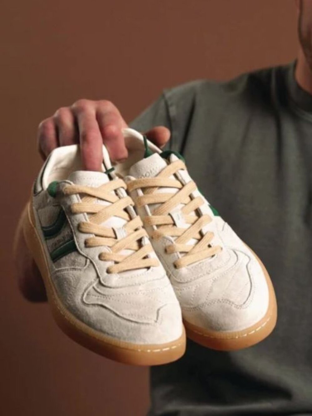Stillknocks X Coolway X Old Skool Goal Men's Ivory Green Premium Suede Sneakers